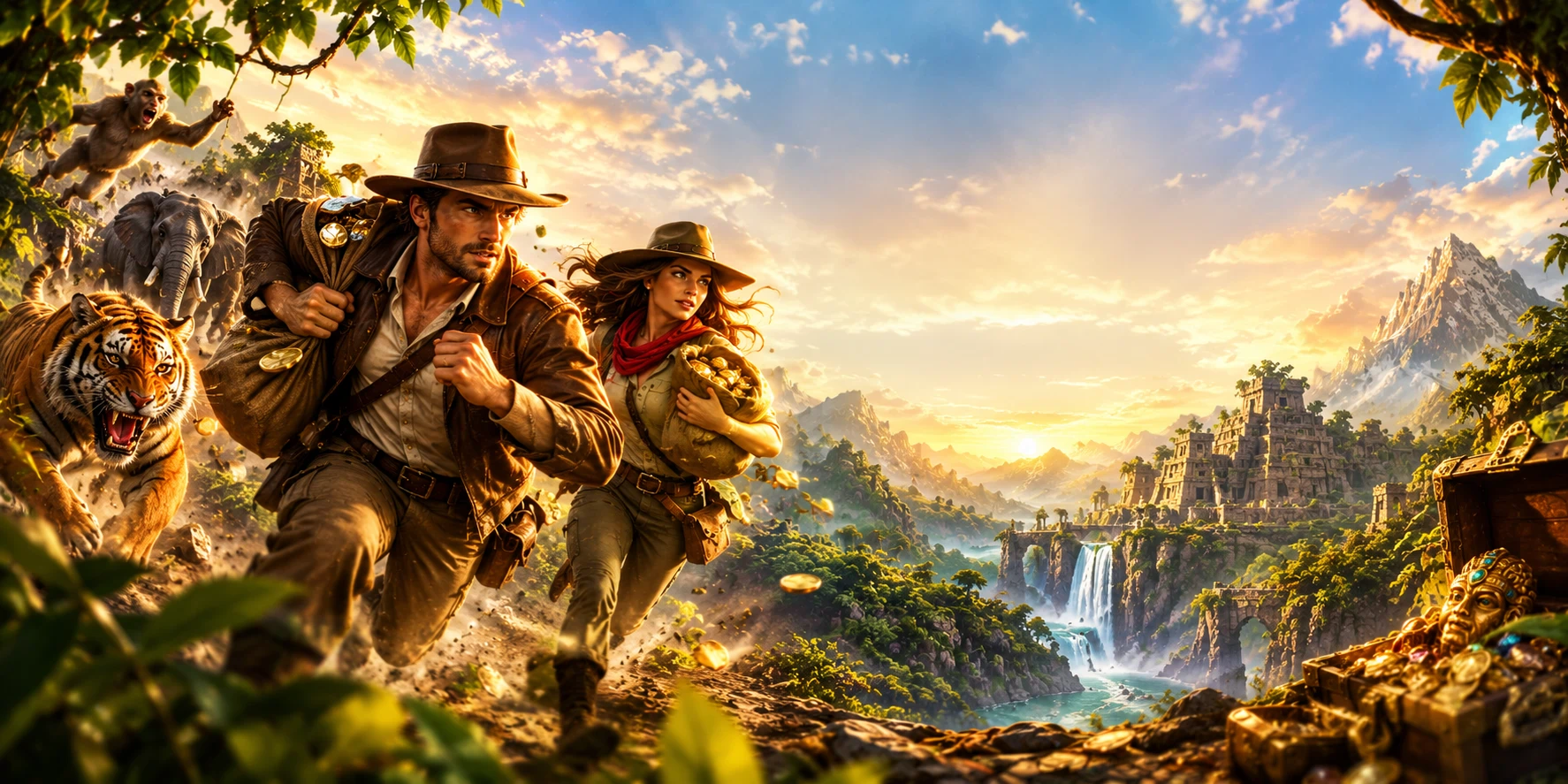 Jungle treasure adventure banner